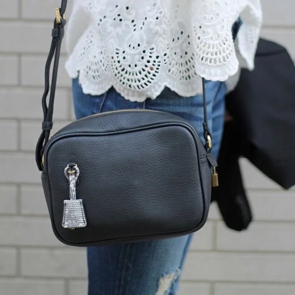 J. Crew Leather Signet Navy Crossbody Purse